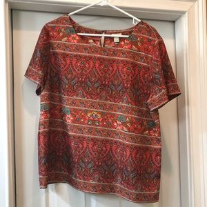 JCrew Print Blouse Sz L